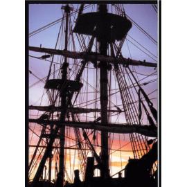 Photograph of HM Bark Endeavour II squared away after Endeavour's first sail 