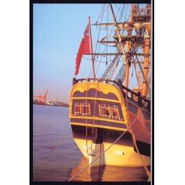 Photograph of HM Bark Endeavour II prior to departure for first sail 
