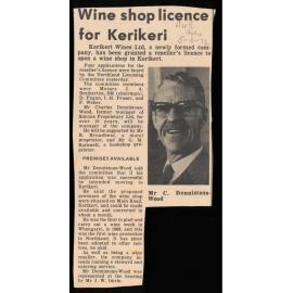 Wine shop licence for Kerikeri