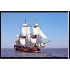 Photograph of HM Bark Endeavour II setting top gallants and spritsail topsail on Endeavour's first sail 