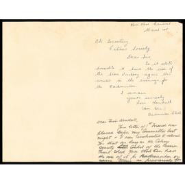 Letter from Lois Kendall to The Secretary of the Citrus Society