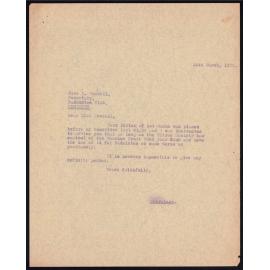 Letter from The Secretary of the Citrus Society to Lois Kendall