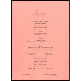 Homestead Hotel Menu : Official Party Dinner 1969