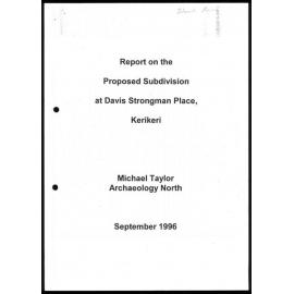 Report on the proposed subdivision Davis Strongman Place