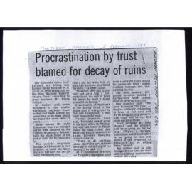 Procrastination by trust blamed for decay of ruins