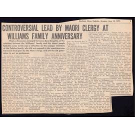 Controversial lead by Maori clergy at Williams family anniversary