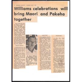 Williams celebrations will bring Maori and Pakeha together