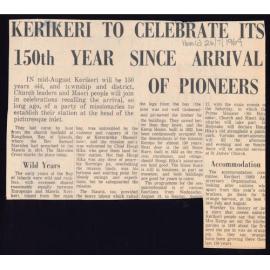 Kerikeri to celebrate its 150th year since arrival of pioneers