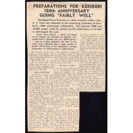 Preparations for Kerikeri 150th anniversary going "fairly well"
