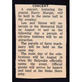 Tree planting feature of celebrations: Concert 