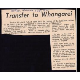 Transfer to Whangarei