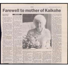 Farewell to mother of Kaikohe