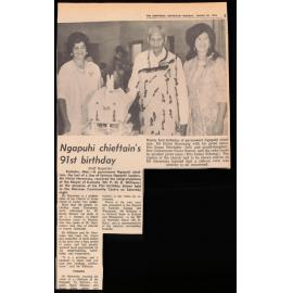 Ngapuhi chieftain's 91st birthday