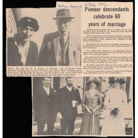Pioneer descendants celebrate 60 years of marriage