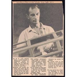 Mr W.G. Long; police sergeant at Kawakawa and his hobby of astronomy