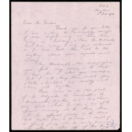 Letter from Joy Bilkey to Mr Dixon