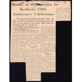 Months organisation for Kerikeri's 150th Anniversary Celebrations