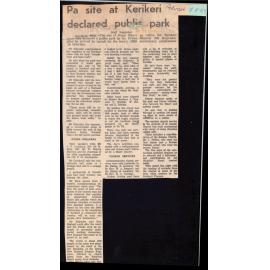 Pa site at Kerikeri declared public park