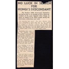 No luck in search for Hongi's descendant