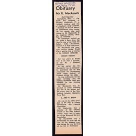 Obituary: Mr R. Mackereth